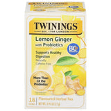 Twinings Superblends Probiotics+ Lemon & Ginger Tea – Refreshing Iced Alternative to Soda During Workdays, 18 Teabags