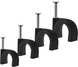 Cable Clips – Outdoor Patio and Garage String Light Organizer, 4mm 6mm 8mm 10mm Black Cord Clips with Steel Nails