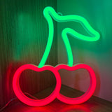 Cherry Neon Sign - Thoughtful Housewarming Gift for Women, Battery Operated LED Decor