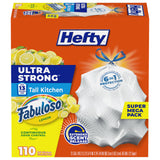 Hefty Ultra Strong 13 Gallon Trash Bags – Lemon Aromatherapy Drawstring Bags, Fresh-Smelling Home for Meditation Corners and Open-Plan Kitchens