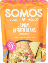 SOMOS Spicy Refried Beans – One-Step Mexican Side for Streamlined Dinner Stations, Ready in 90 Seconds
