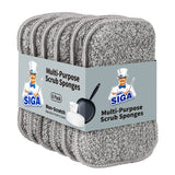 MR.SIGA Dual-Sided Scrub Sponges, Practical Housewarming Gift for New Homeowners 6 Pack