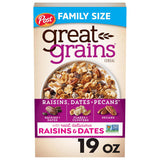 Great Grains Raisins Dates Pecans Breakfast Cereal – Ready to Eat Cereal for Patio Brunch and Open Air Meals