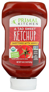Primal Kitchen Non-GMO Organic Ketchup for Low Carb Meal Prep, Honey Sweetened 18.5 oz