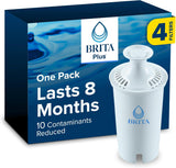 Brita Plus Water Filter 4-Pack – Clean Design Replacement for Neutral, Uncluttered Kitchens and Home Offices