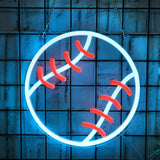 Baseball Neon Sign - Nursery & Kids Room Safe Accent Light, Dimmable LED Baseball Wall Decor with Silicone Strip, USB Powered Boys Gift Light