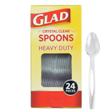 Glad Clear Plastic Spoons for Office Breakrooms, Quick-Cleanup Disposable Cutlery for Busy Workspaces, 24 Count