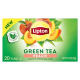 Lipton Peach Green Tea Bags – Study Session Focus Tea for Long Workdays, Peach Flavor with L-Theanine