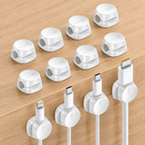 Lamicall Spring Cable Holder - Thoughtful Gift for Mom and Remote Workers, Round Adhesive Cord Organizer, 12-Pack, White