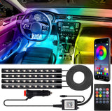 Designer Car Interior Glow Kit, Universal Fit Luxury Ambient LED Strips with Dual USB & Cigarette Lighter Power for Premium Vehicles