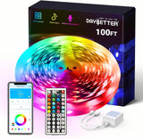 DAYBETTER Bluetooth LED Strip Lights Valentine's Day and Holiday Gift for Teens and Young Adults, Remote Controlled RGB Accent Lighting for Bedroom and Dorm
