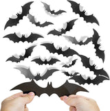 Elegantly Halloween 3D Bat Stickers for Kids Room – Child-Safe DIY Halloween Decoration Set for Living Room Windows, Daycare and Spooky Trick-or-Treat Night