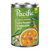 Pacific Foods Organic Curry Potato and Vegetable Soup, 16.3 oz Can – Clean-Label Pantry Soup for Parents Packing Lunches