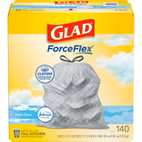 Glad ForceFlex Tall Kitchen Trash Bags – RipGuard Leak-Proof Liners for Sharp Waste, Febreze Fresh Clean, 140 Count