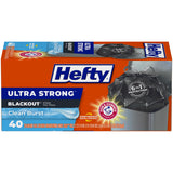 Hefty 13 Gallon Blackout Trash Bags – Triple-Action Stretch and Puncture Resistance to Prevent Leaks Around Kids and Pets, 80 Bags