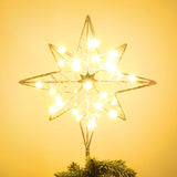 hogardeck Glittered Snowflake Tree Top Decoration – Aesthetic Holiday Focal Point for Den and Family Room, Warm LED Glow