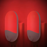 LumiRed Red LED Night Light for Kids Room Safe Sleep, Auto Sensor 2-Pack for Nursery and Hallway