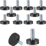 QWORK 1/4" Threaded Table Levelers, Sturdy Black Furniture Feet for Standing Desks and Computer Tables, Consistent Workday Support