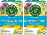 Traditional Medicinals Everyday Detox Lemon Herbal Tea – Home Office Replacement for Coffee & Black Tea, 16 Bags