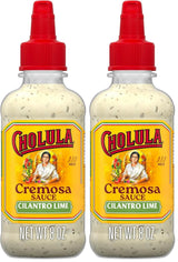 Cholula Cilantro Lime Creamy Sauce – Better-For-You Taco Topping with Lime & Cilantro for Balanced Plates, 8 oz Flip-Cap