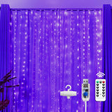 Brightown Warm White 300 LED Curtain Lights IP44 Weatherproof USB Plug, Outdoor Party Wall and Patio Dining Decor with 8 Modes Timer Remote