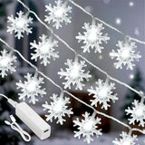 Lakumu 20FT Snowflake String Lights Waterproof Battery Powered for Outdoor Dining Area and Porch Ambiance