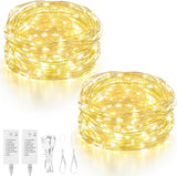 Mlambert Battery Operated Fairy Lights Warm White – Outdoor Dining String for Backyard Bistro Table, IP65 String with Dry Power Bank