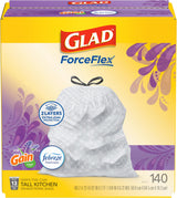 Glad ForceFlex Trash Bags – Self-Care Pantry Pick for Odor-Free Kitchen Cleanups, 13 Gal