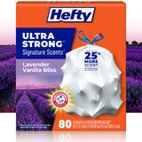 Hefty Ultra Strong Signature Scents 13 Gallon Trash Bags – Lavender Vanilla Bliss Leak and Puncture Protection for Safer Kitchens