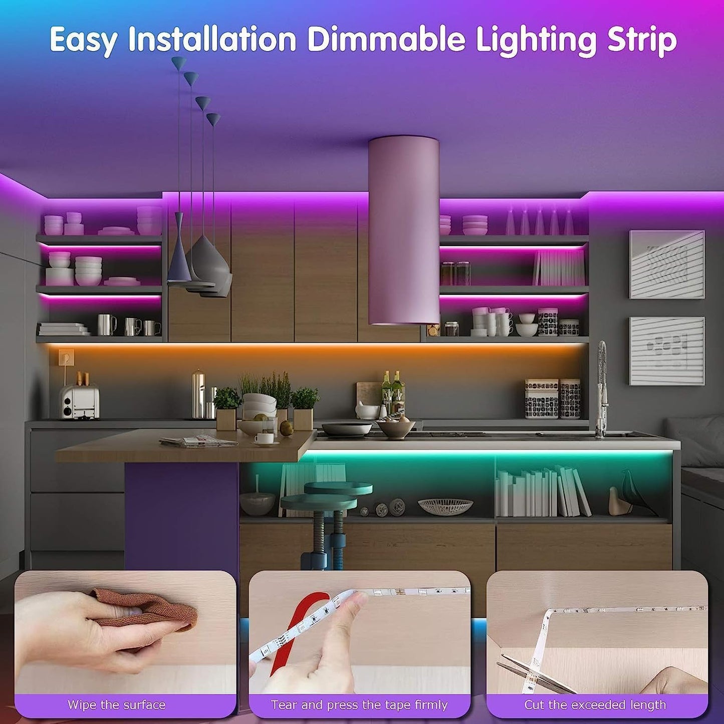 Tenmiro Music Sync LED Strip Lights for Nursery and Toddler Room, Cool to Touch Peel and Stick Ambient Lighting for Family Homes