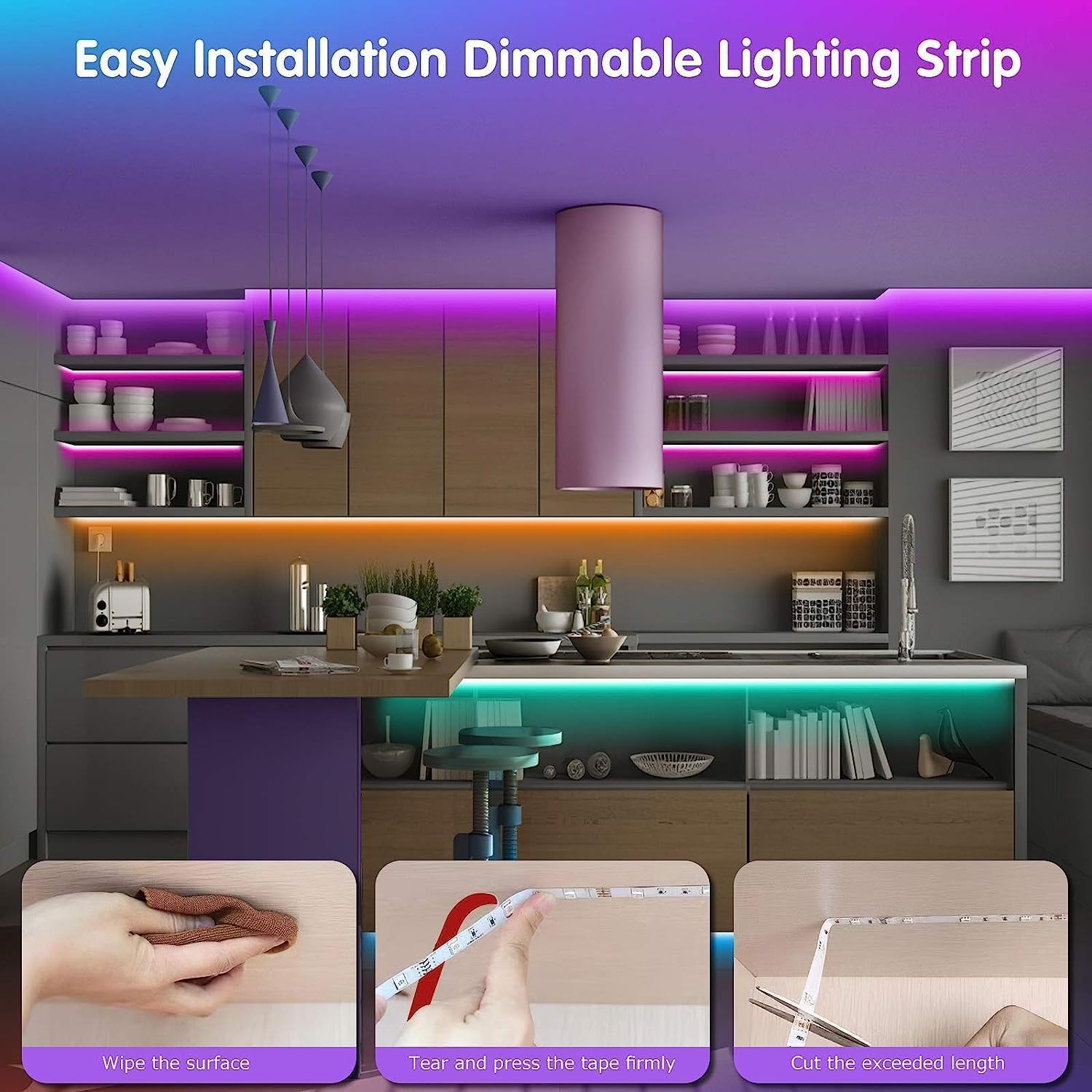 Tenmiro Music Sync LED Strip Lights for Nursery and Toddler Room, Cool to Touch Peel and Stick Ambient Lighting for Family Homes