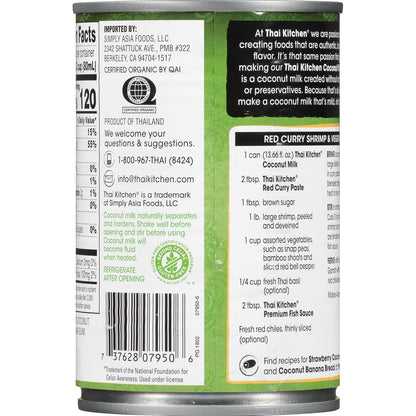Thai Kitchen Organic Unsweetened Coconut Milk – Long Shelf-Life Staple for Busy Weekly Cooking