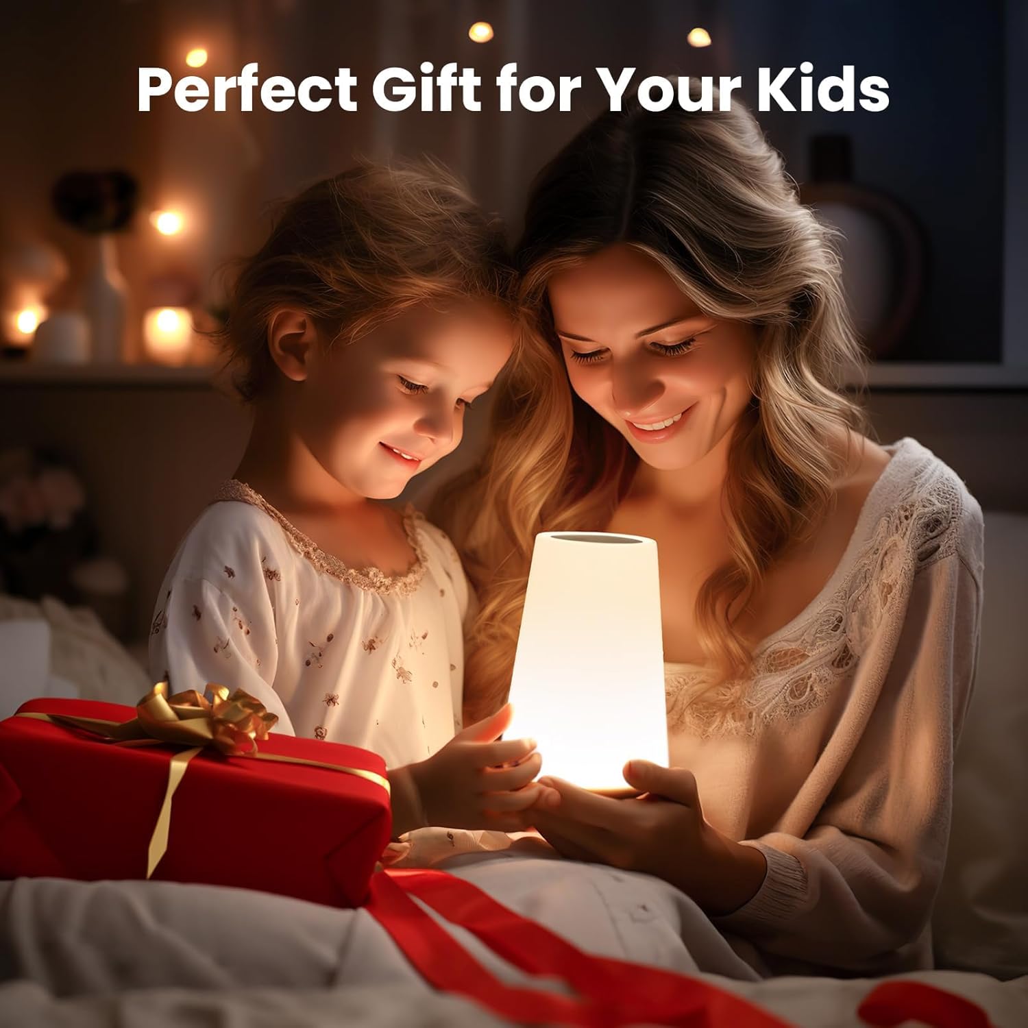 THAUSDAS Bedside Lamp Gift Set for Women and Mothers – Cordless Rechargeable Night Light with 4 Brightness Levels Ideal for Housewarming and Holidays