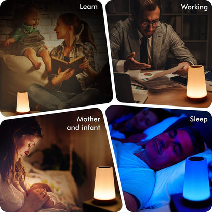 THAUSDAS Bedside Lamp Gift Set for Women and Mothers – Cordless Rechargeable Night Light with 4 Brightness Levels Ideal for Housewarming and Holidays