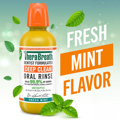 TheraBreath Deep Clean Rinse – Non-Burning, Dentist-Formulated Freshening for Post-Dental Procedure Recovery