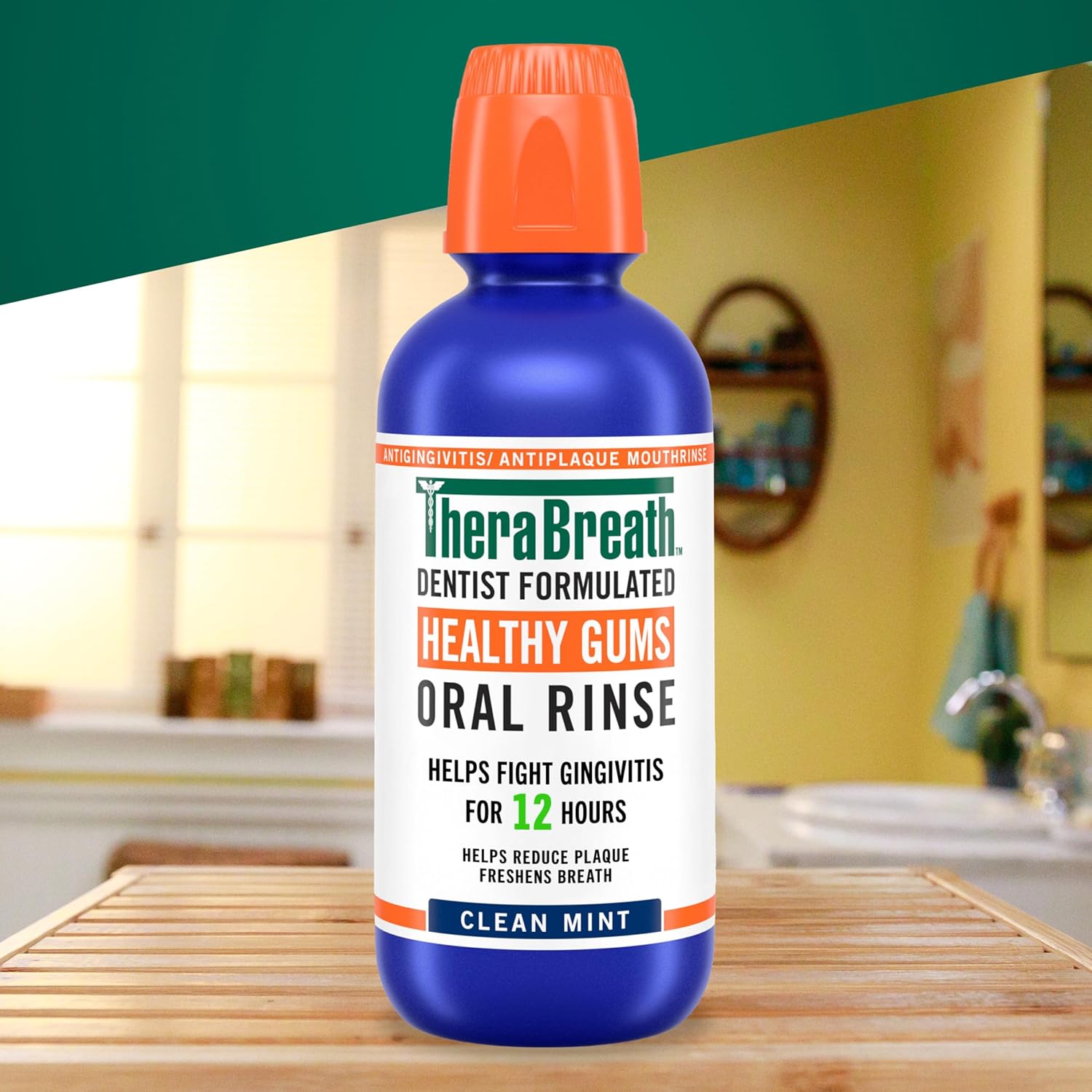 TheraBreath Healthy Gums Oral Rinse – Alcohol-Free Bedtime Routine for Bleeding Gums, Clean Mint