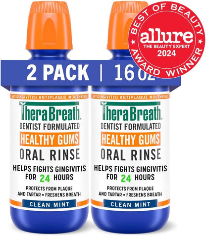 TheraBreath Healthy Gums Oral Rinse – Self-Care Mouthwash for Sensitive Mouths, 12-Hour Gum and Breath Protection