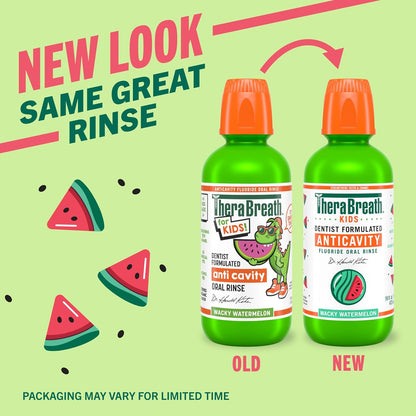 TheraBreath Kids Fluoride Rinse, Organic Watermelon and Alcohol-Free – Non-Toxic Daily Mouthwash for Mindful Family Wellness and Bedtime Rituals