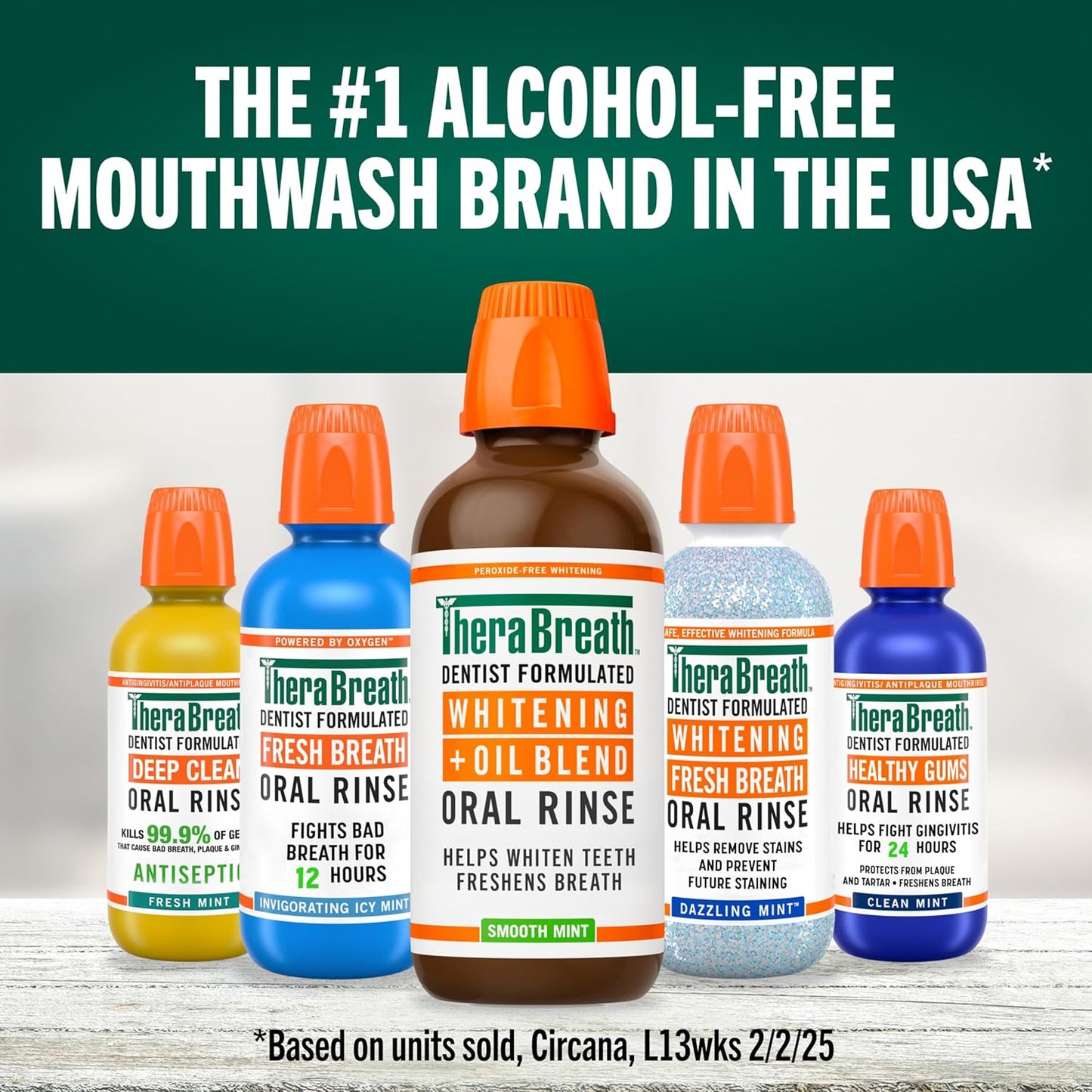 TheraBreath Whitening + Oil Blend Rinse – Peroxide-Free Oil Pulling Mouthwash for Mindful Morning and Evening Wellness Routines, 16 Fl Oz