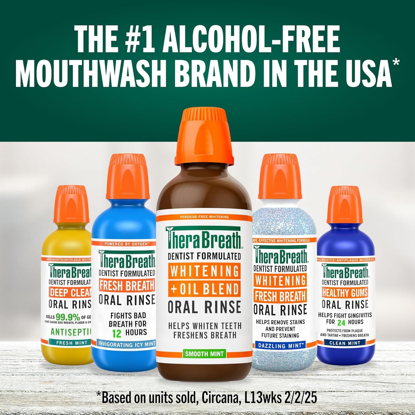 TheraBreath Whitening + Oil Blend Rinse – Peroxide-Free Oil Pulling Mouthwash for Mindful Morning and Evening Wellness Routines, 16 Fl Oz