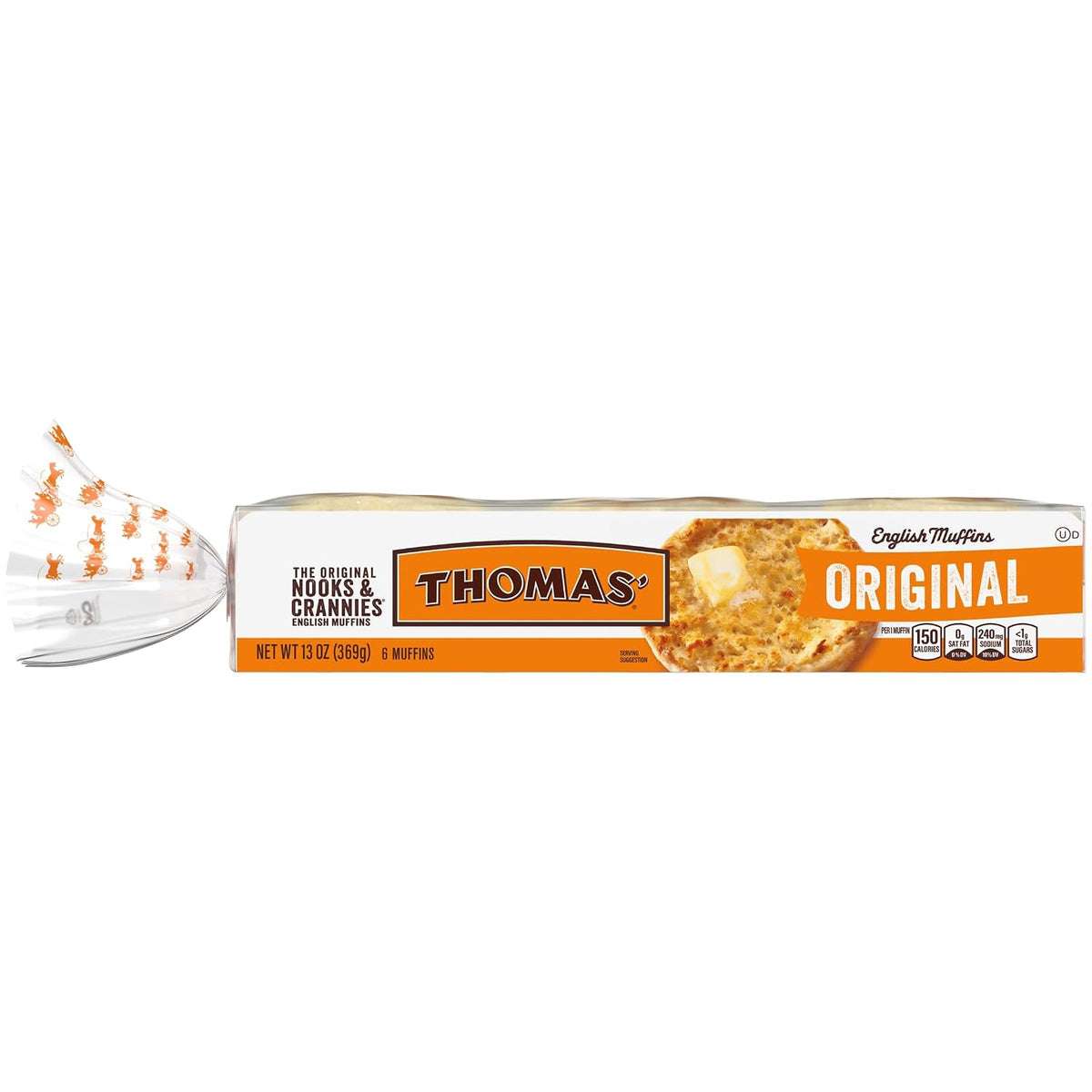 Thomas' Original English Muffins, 6 Count, 13 oz – Pre-Sliced Breakfast Staple for Quick Work-from-Home Mornings