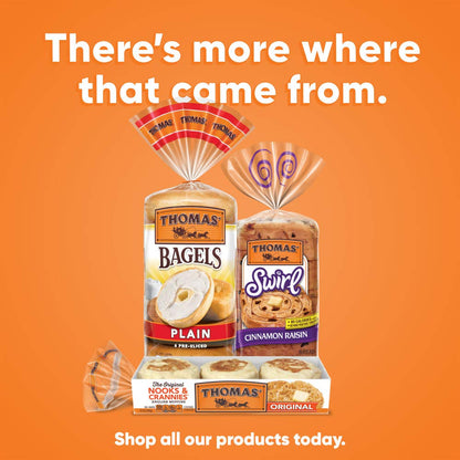 Thomas' Original English Muffins, 6 Count, 13 oz – Pre-Sliced Breakfast Staple for Quick Work-from-Home Mornings