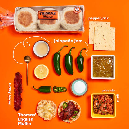 Thomas' Original English Muffins, 6 Count, 13 oz – Pre-Sliced Breakfast Staple for Quick Work-from-Home Mornings