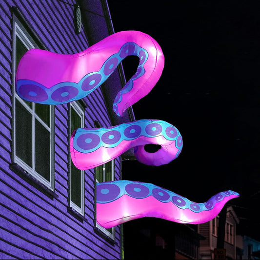 three inflatable tentacle pieces in 4.5 ft, 5 ft, and 6 ft sizes