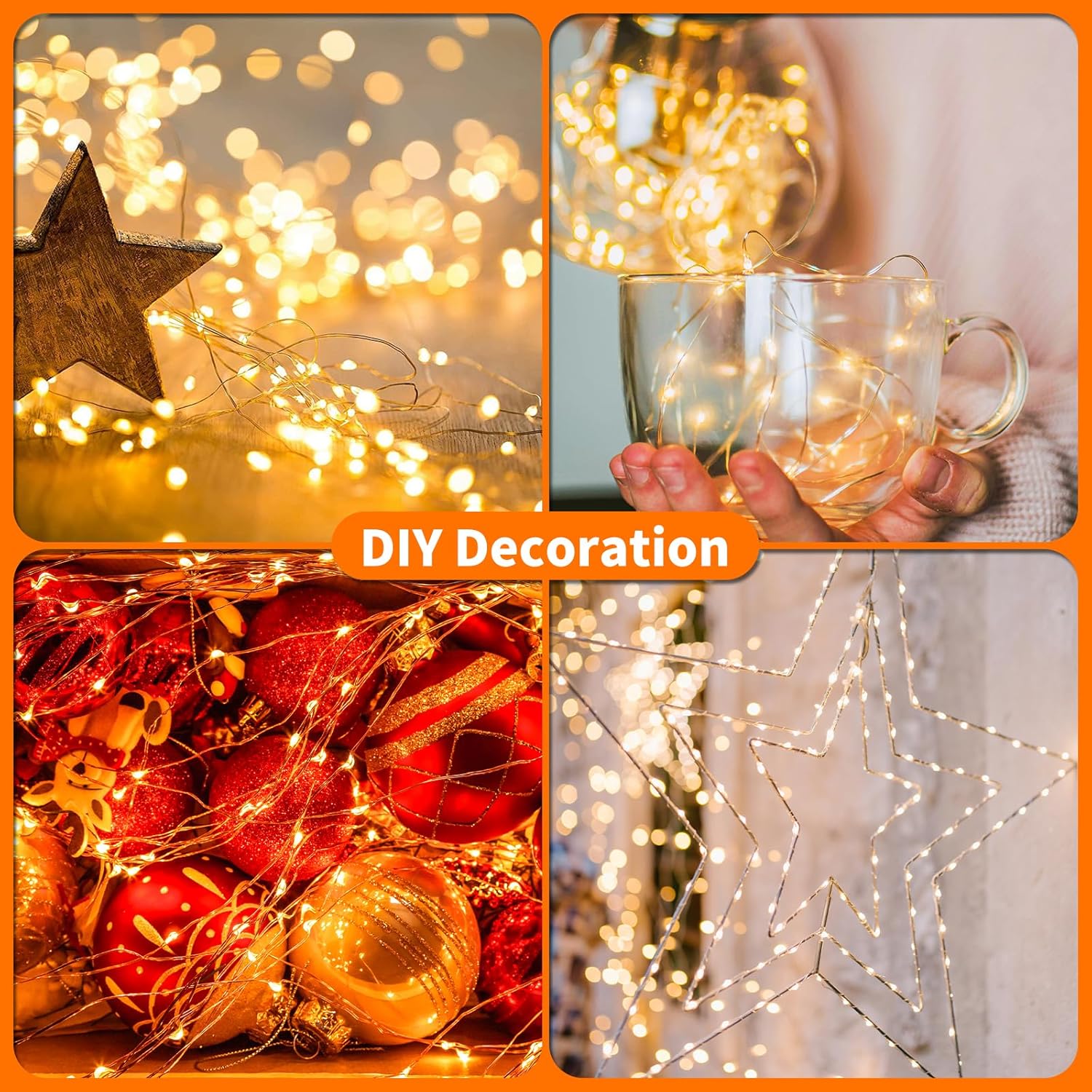 TingMiao Starry String Lights – Housewarming Gift for Women, Warm White Copper Wire 7.2 ft LED Set