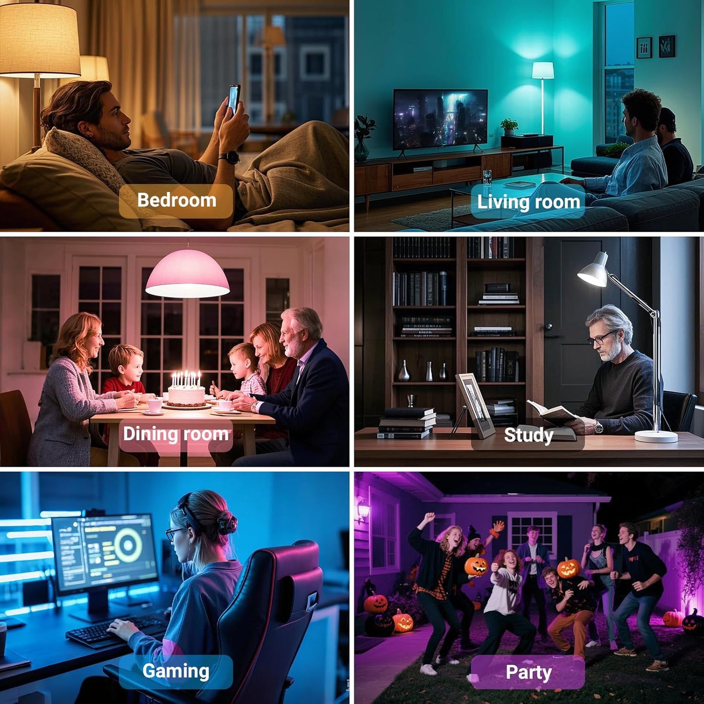 TJOY Smart LED Bulb 4 Pack – Bedroom Ambient Lighting with Tunable White 2700K-6500K and Scene Modes