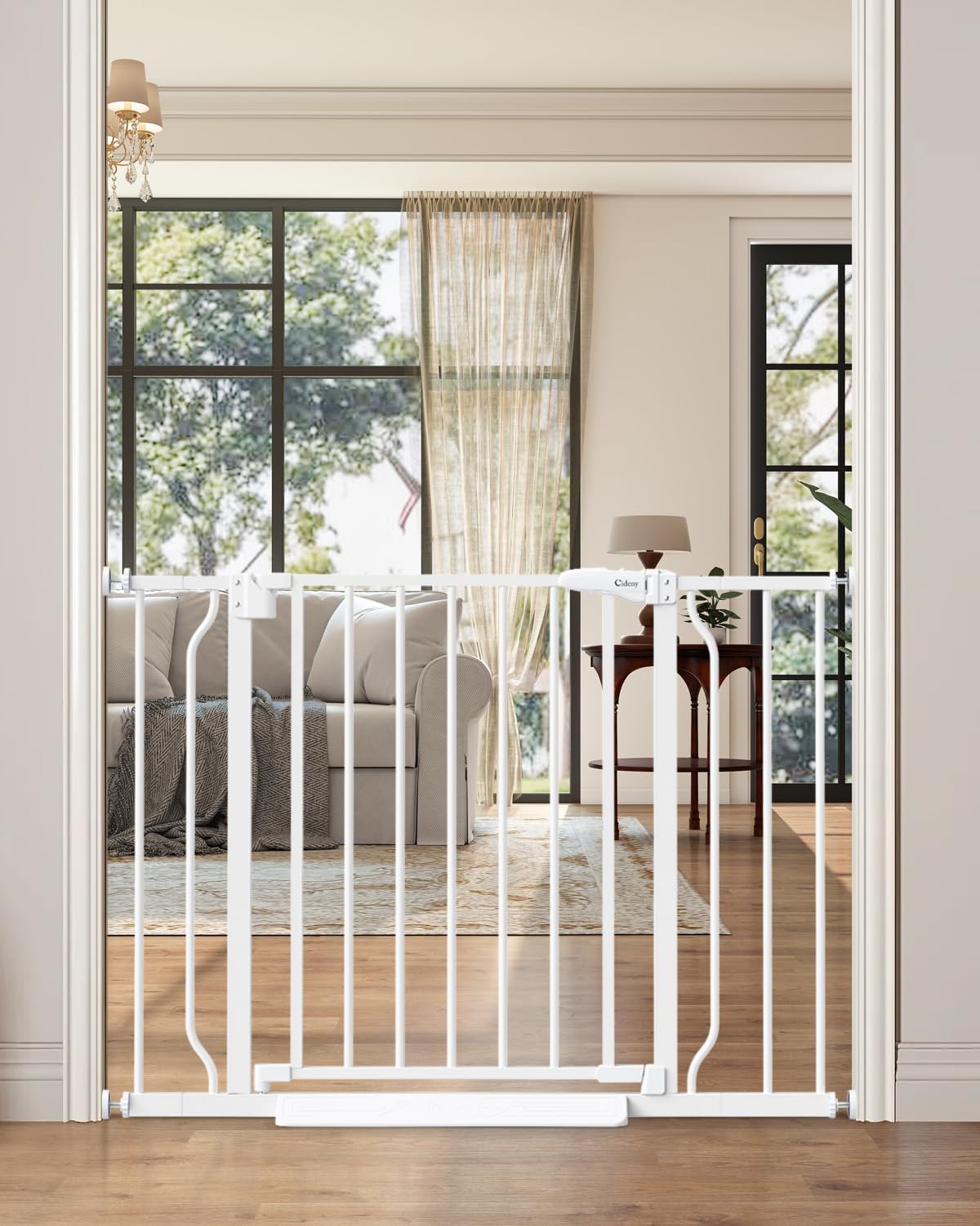 ToddlerProof Pressure Mounted Baby Gate 29-40 Inch, Walk-Through Child Safety Gate for Stairs and Playroom, Low-Threshold Stroller Pass Through