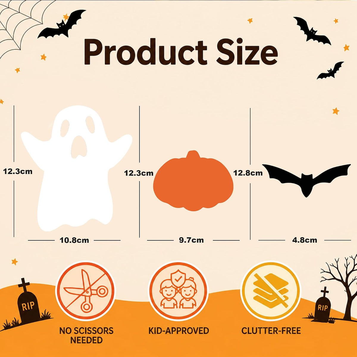 traditional halloween color palette of orange, black, and white