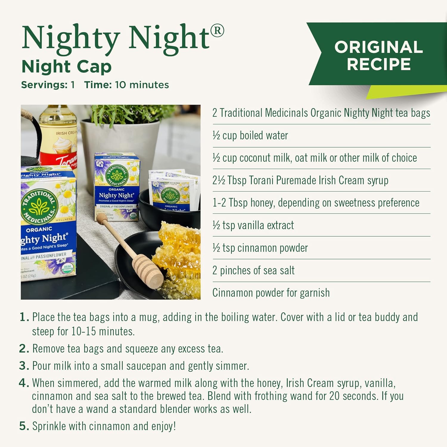 Traditional Medicinals Organic Nighty Night Extra – Caffeine-Free Study Break Tea for Better Sleep Cycles, 16 Bags