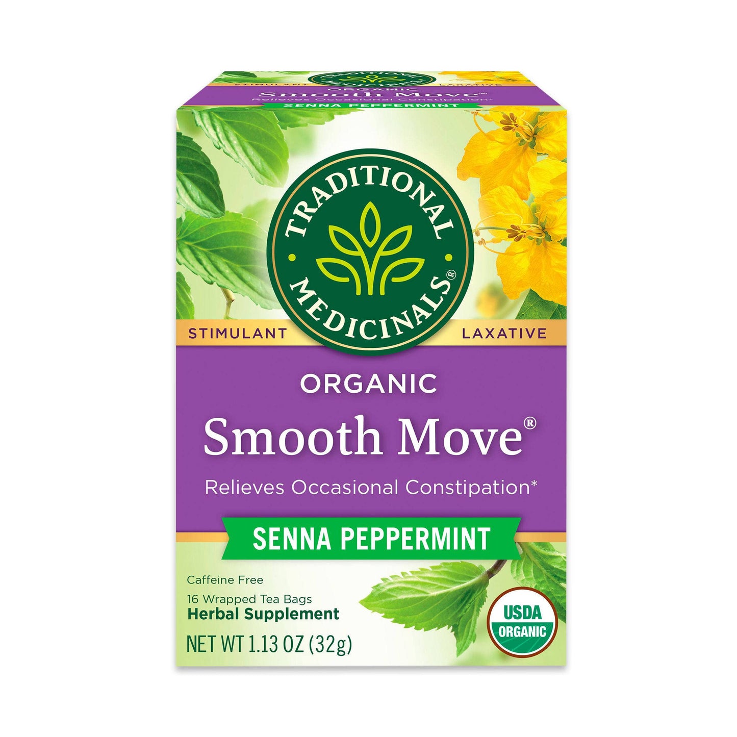 Traditional Medicinals Smooth Move – Uncomplicated Overnight Relief in a Clean, Functional Carton